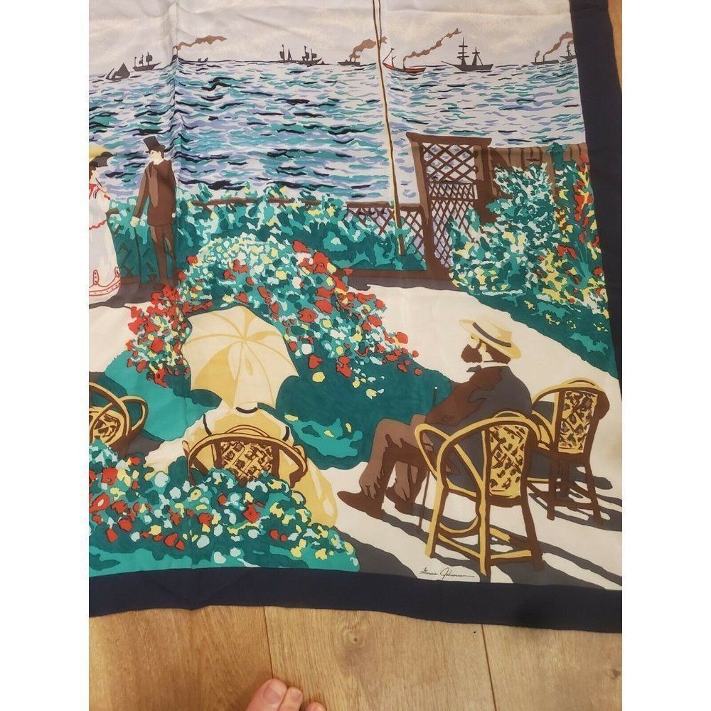 Vintage Ginnie Johansen Limited Edition 1987 Silk Scarf Ocean Scene Green... - Picture 3 of 6